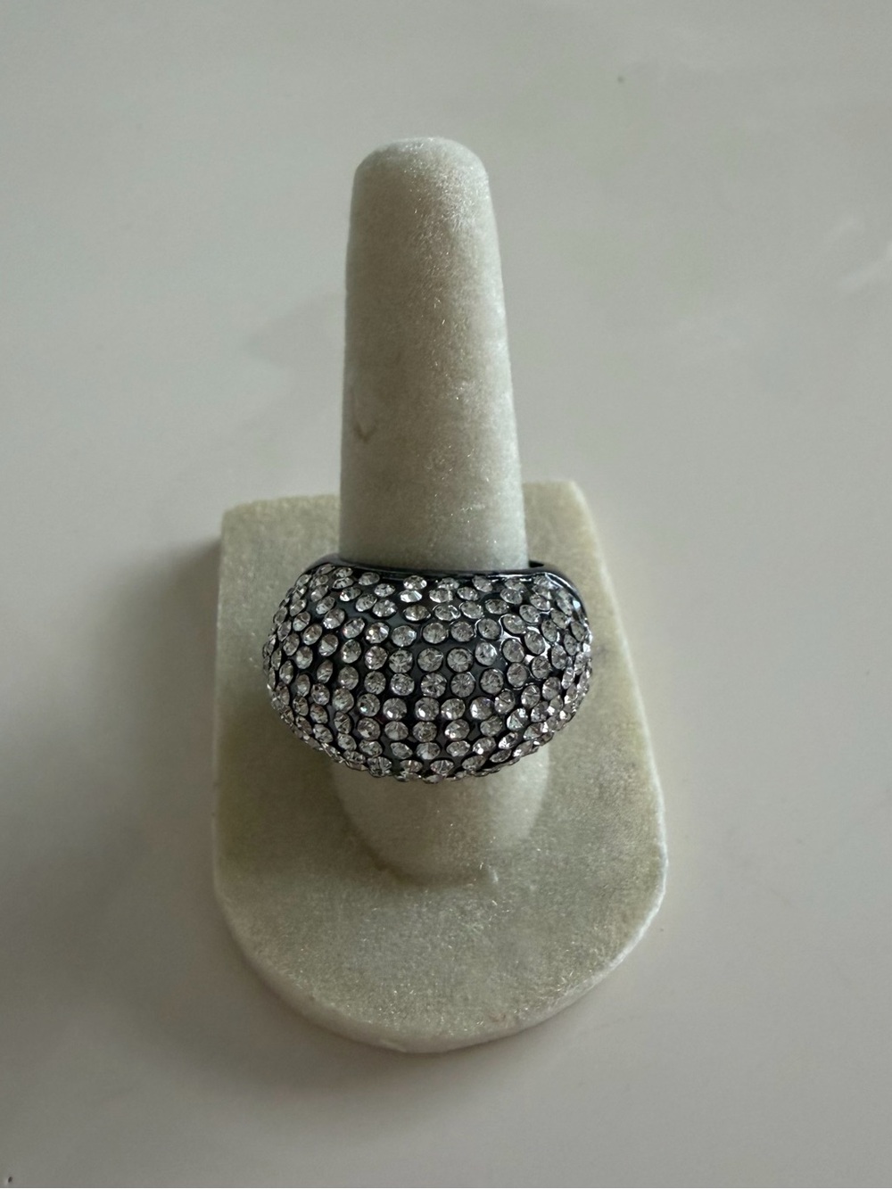 The Limited Rhinestone Pave Gunmetal Dome Ring Sz 7